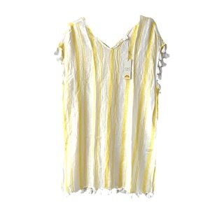 C&C California Yellow and White Striped Beach Swim Cover-Up NWT Size Small